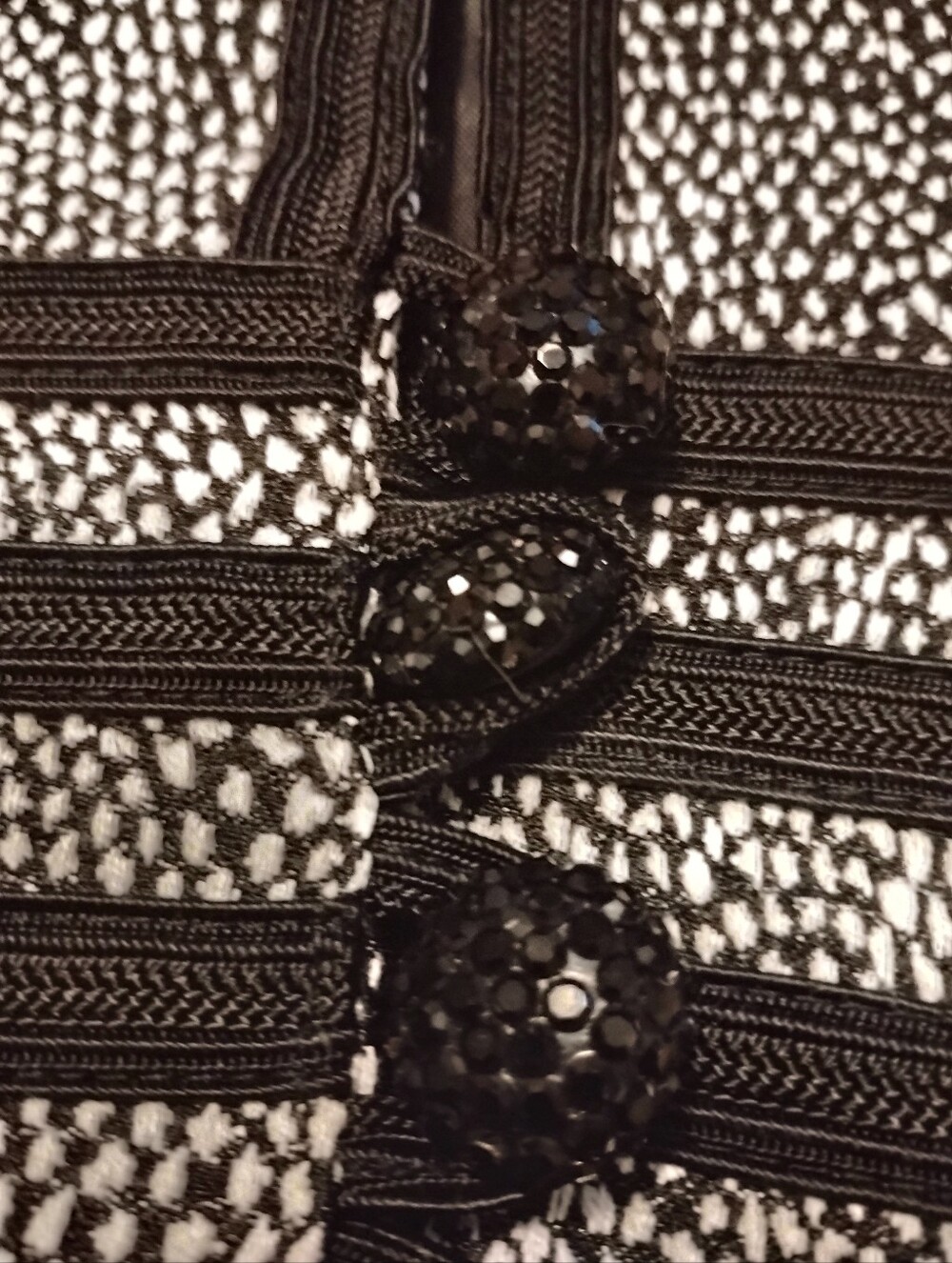 Patricia Rhodes Couture Black White Boucle Tweed Crystal Peplum skirt Suit 12 - Picture 12 of 16